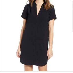 LUSH Jessica Solid Pocket Shirt Shift Mini Black Dress Size Medium